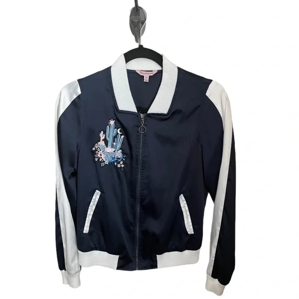 Juicy Couture Satin Cactus Bomber Jacket Y2K Size XS